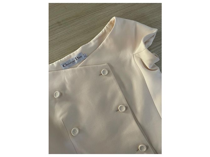Dior One-Shoulder Top aus Seide Beige - Ansicht 5