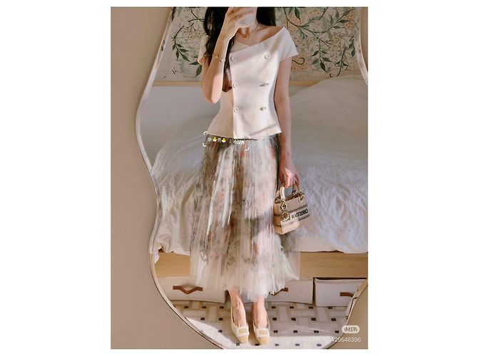 Dior One-Shoulder Top aus Seide Beige - Ansicht 6