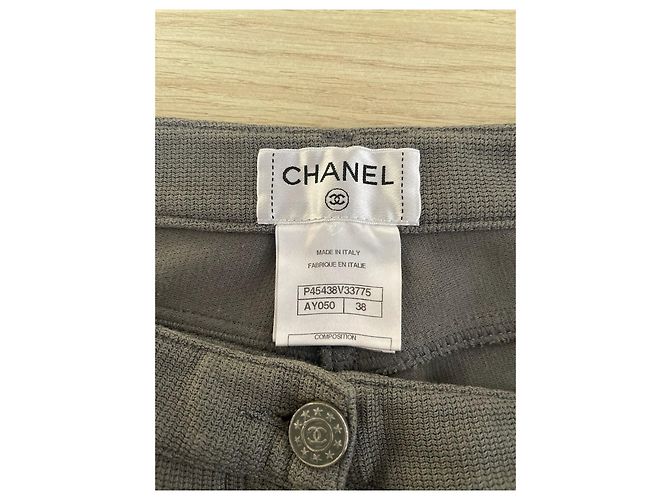 Calças de malha Chanel em lã cinza - vista 3