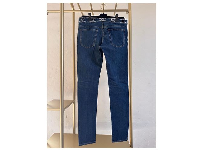 Jeans Céline in denim blu con dettagli di perline - vista 2