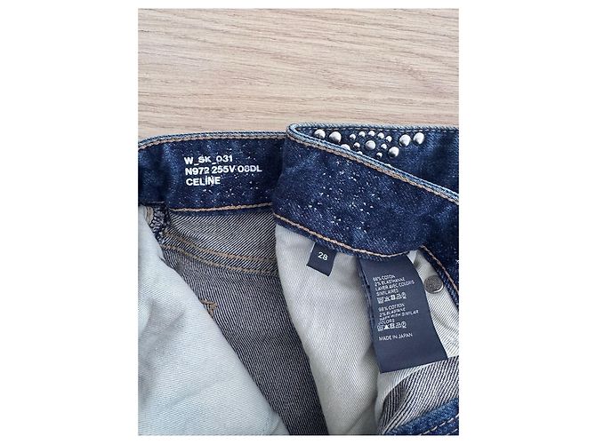 Jeans Céline in denim blu con dettagli di perline - vista 3