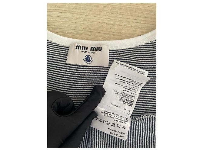 Top Miu Miu a righe a maniche corte in viscosa Multicolor XS - vista 3