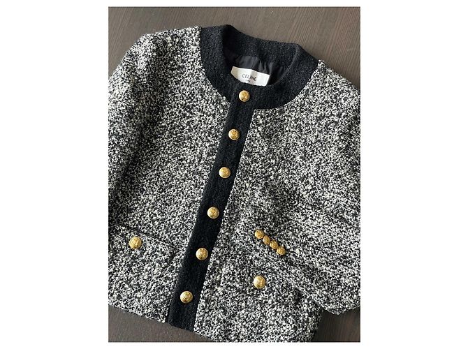 Chaqueta de tweed gris Céline 21FW - vista 4
