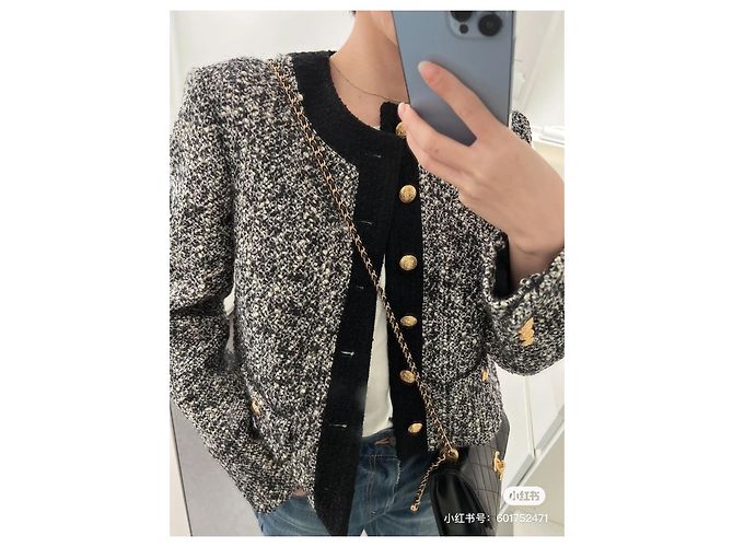 Chaqueta de tweed gris Céline 21FW - vista 5