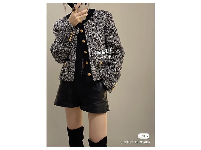 Chaqueta de tweed gris Céline 21FW - vista 6