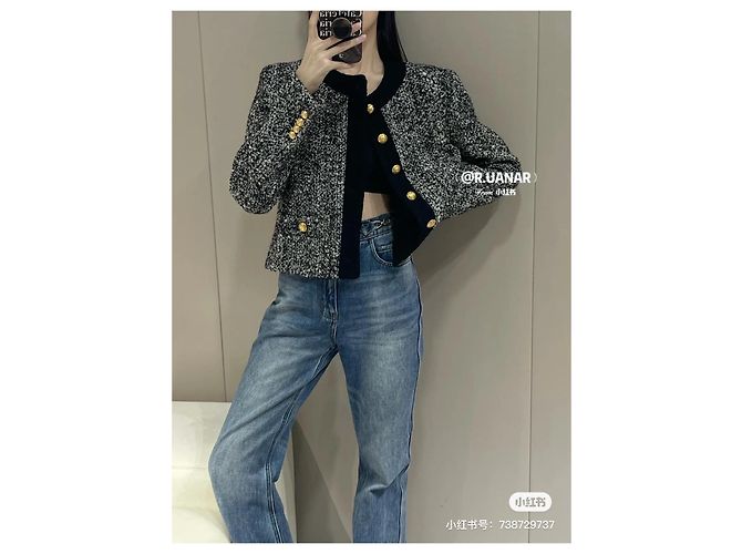 Chaqueta de tweed gris Céline 21FW - vista 7