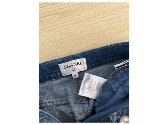 Chanel Jeans Blau Denim mit Schneeflocken Steppmuster - Ansicht 3
