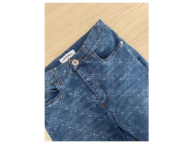 Chanel Jeans Blau Denim mit Schneeflocken Steppmuster - Ansicht 4