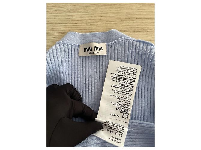 Cardigã de malha azul estilo tweed Miu Miu de lã - vista 5