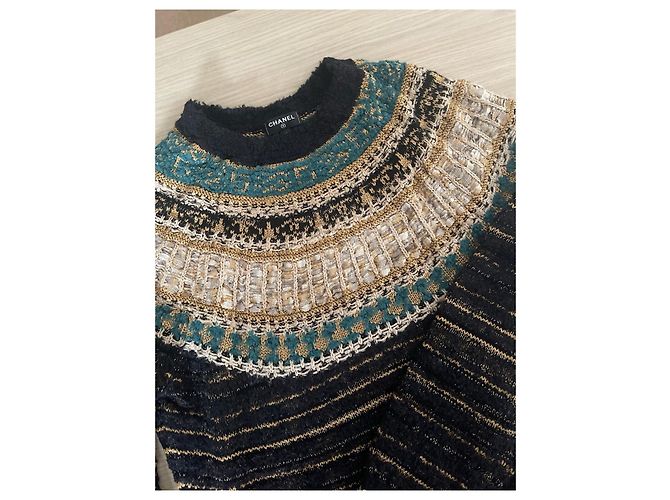 Chanel Kleid aus Wolle mit ägyptischem Print Größe 38 - Ansicht 4