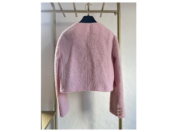 Giacca in tweed di lana rosa Miu Miu - vista 3