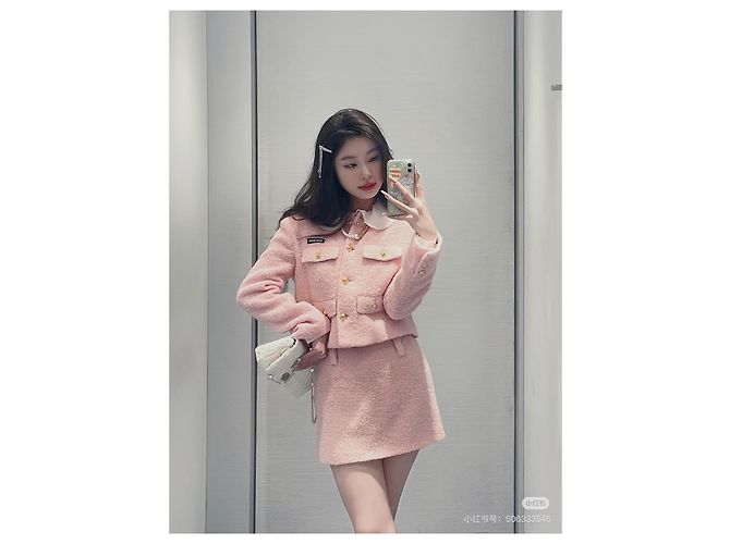 Giacca in tweed di lana rosa Miu Miu - vista 9