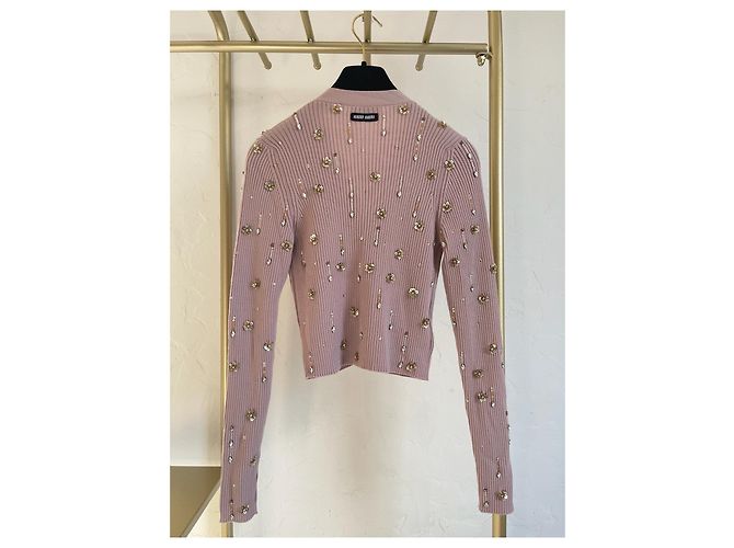 Cárdigan de punto rosa estilo tweed Miu Miu de lana - vista 2