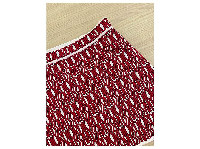 Dior kurzer Rock aus Seide rot mit Logo Print - Ansicht 4