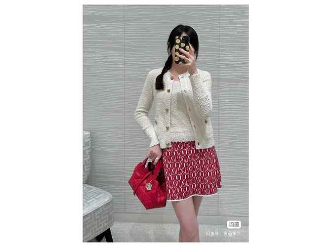 Dior kurzer Rock aus Seide rot mit Logo Print - Ansicht 7