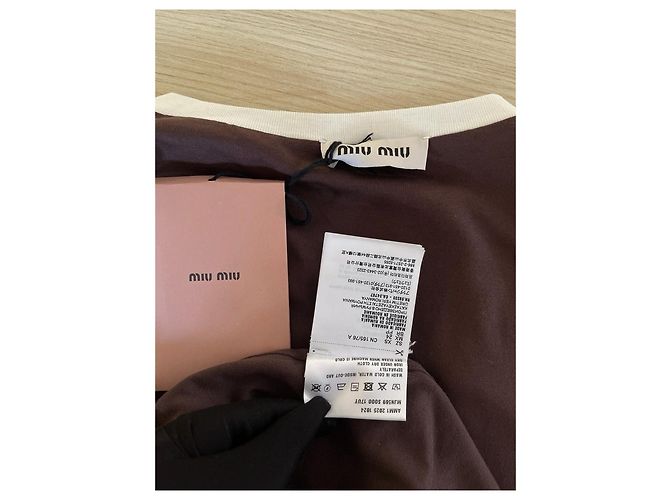 Top Miu Miu de Riscas de Algodão de Manga Curta Branco XS - vista 3