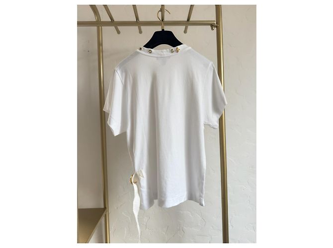Louis Vuitton Oberteil aus Weißer Baumwolle mit Goldenem Cut-Out - Ansicht 2