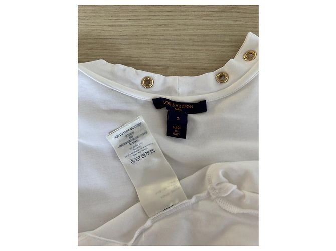 Louis Vuitton Oberteil aus Weißer Baumwolle mit Goldenem Cut-Out - Ansicht 3