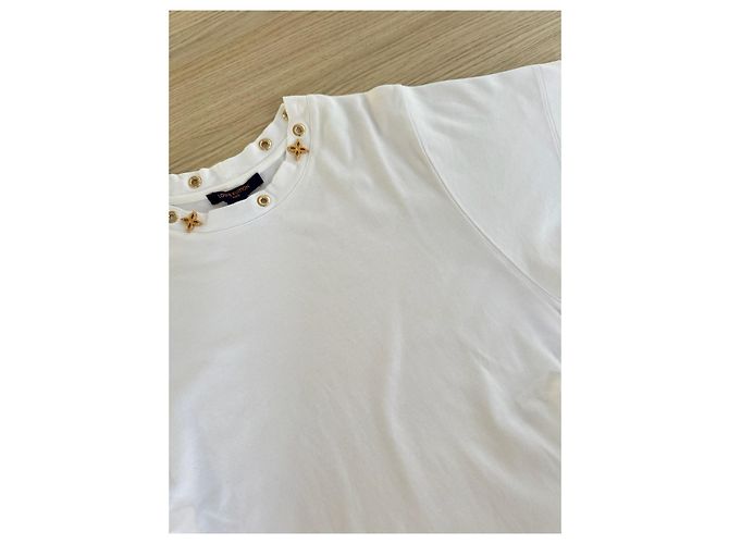Louis Vuitton Oberteil aus Weißer Baumwolle mit Goldenem Cut-Out - Ansicht 4