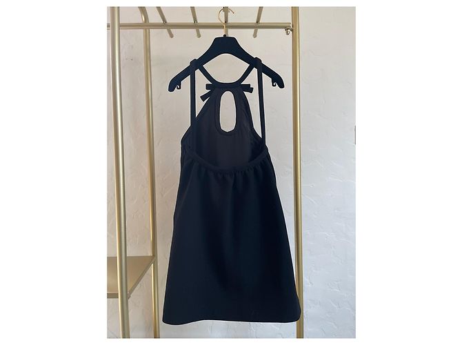 Miu Miu Schwarzes Halterkleid aus Viskose mit Schleife - Ansicht 2