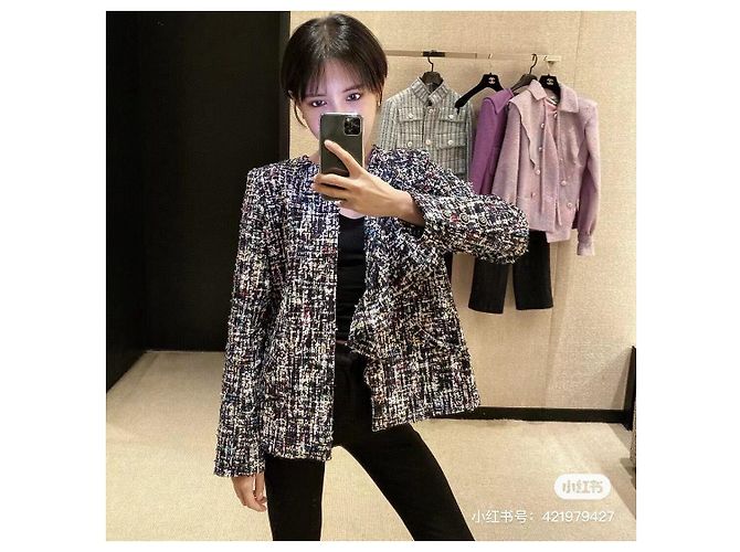 Giacca Chanel 20C in tweed nero - vista 8