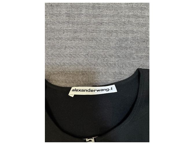 Alexander Wang Top Negro de Manga Larga con Logo y Detalles de Cristal - vista 2