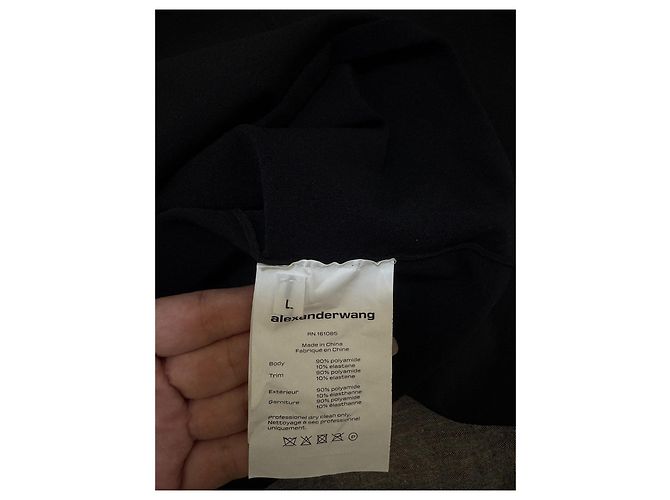Alexander Wang Top Negro de Manga Larga con Logo y Detalles de Cristal - vista 4