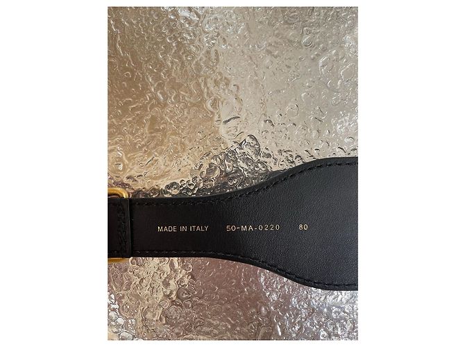 Cinturón Dior de lona y cuero negro con hebilla dorada - vista 3