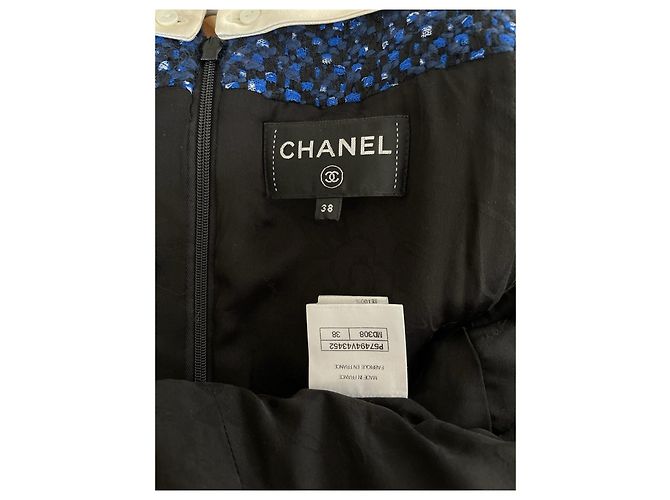 Chanel Kleid aus blauem Tweed - Ansicht 3