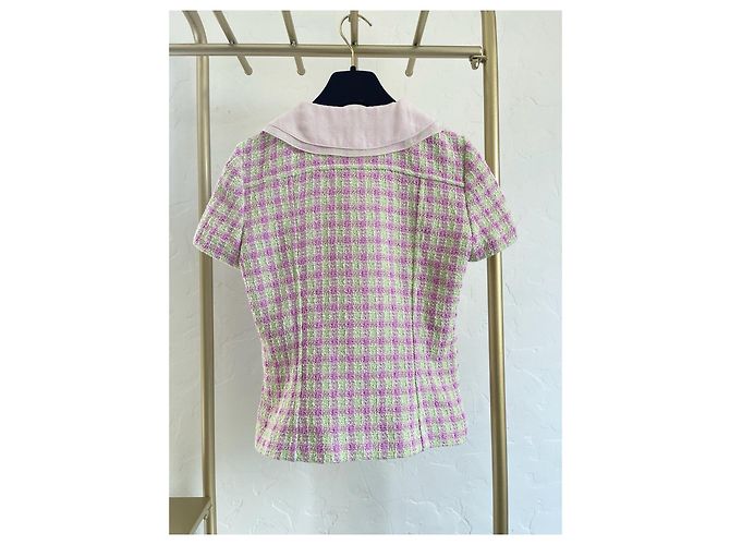 CHANEL 25S Top in Tweed Rosa a Quadri - vista 2