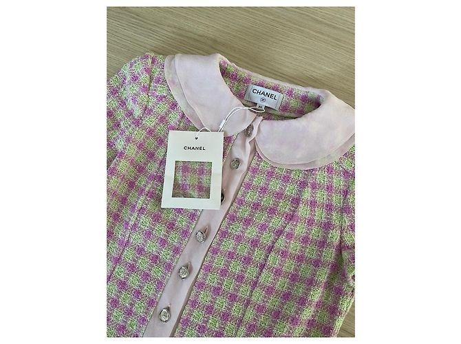 CHANEL 25S Top in Tweed Rosa a Quadri - vista 4