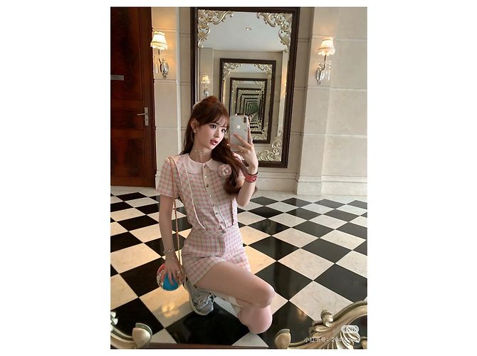 CHANEL 25S Top in Tweed Rosa a Quadri - vista 9