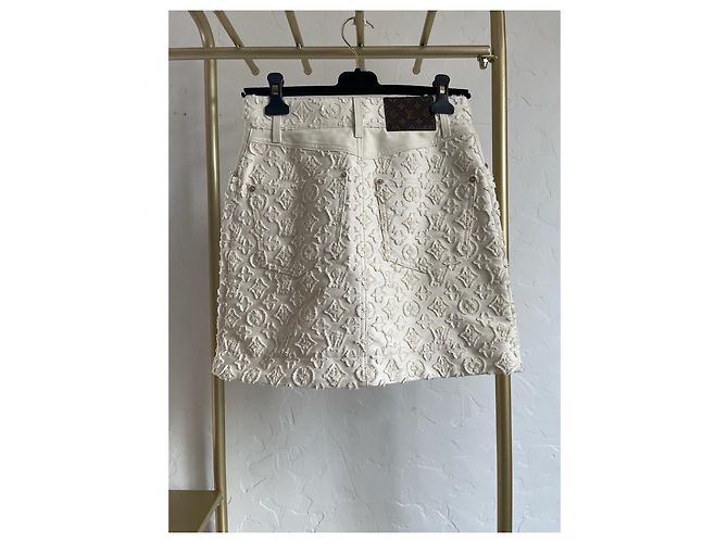 Louis Vuitton Beige Embossed Denim Skirt - view 2