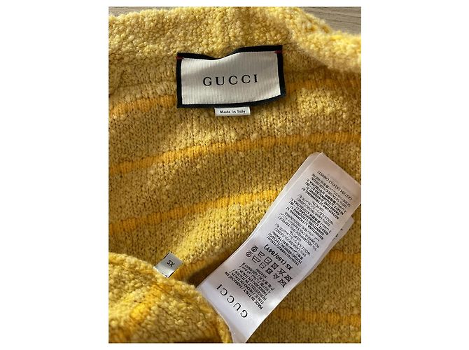 Gucci Langer gelber Wollstrickjacke mit Schleifendetail - Ansicht 3