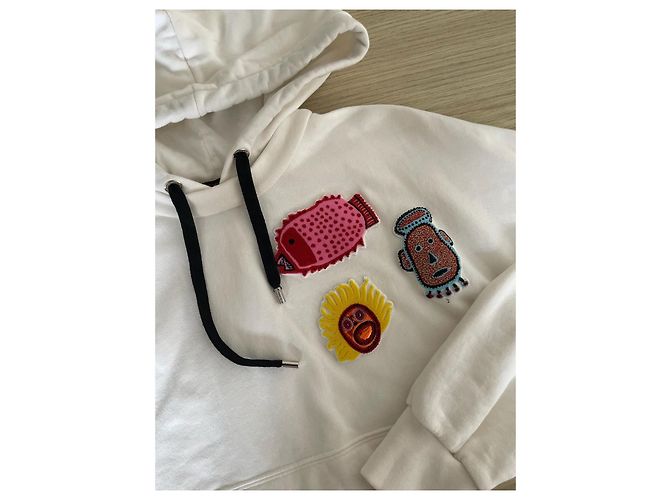 Louis Vuitton Hoodie corto blanco de algodón XS - vista 4