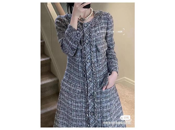 Chanel Edinburgh Mantel aus grauem Karotweed - Ansicht 5