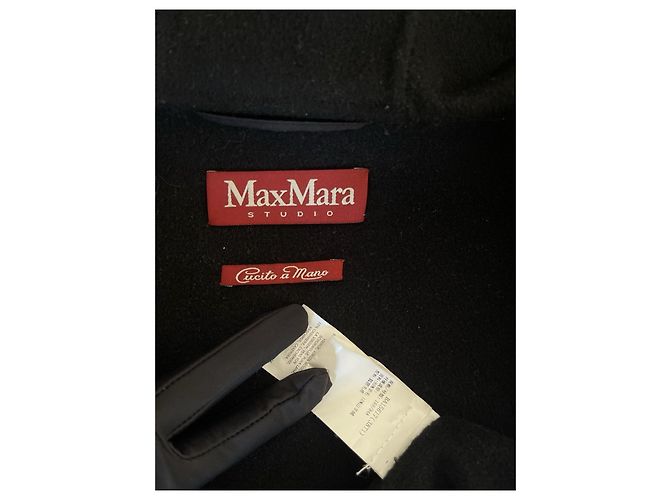 Max Mara Studio Wool Coat Black with Fur Collar - view 3