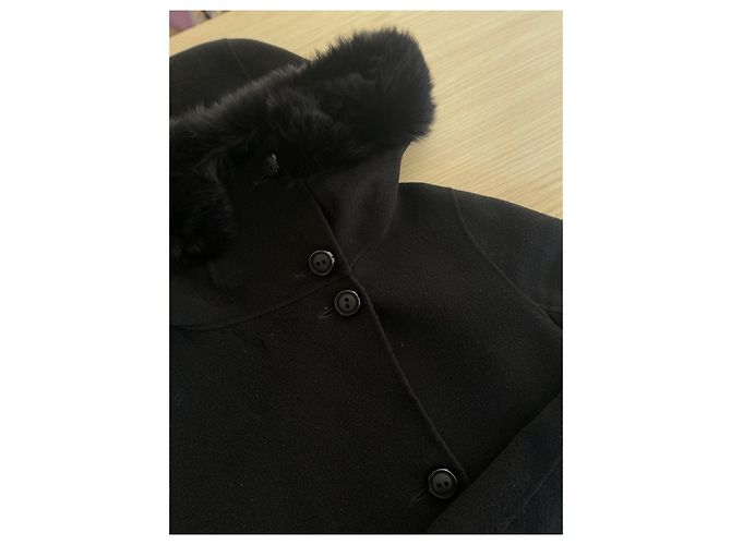 Max Mara Studio Wool Coat Black with Fur Collar - view 4
