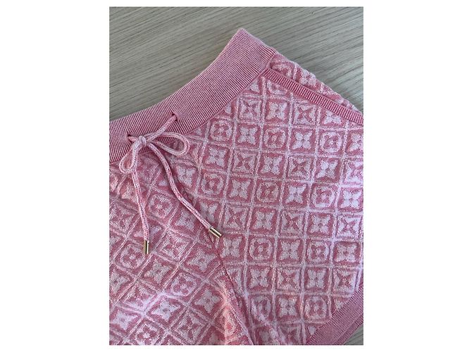 Shorts Louis Vuitton Monogram de tejido de rizo rosa - vista 5