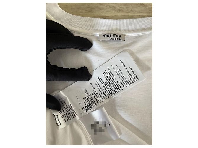 Top a maniche lunghe Miu Miu Bianco con Paillettes Floreali - vista 3