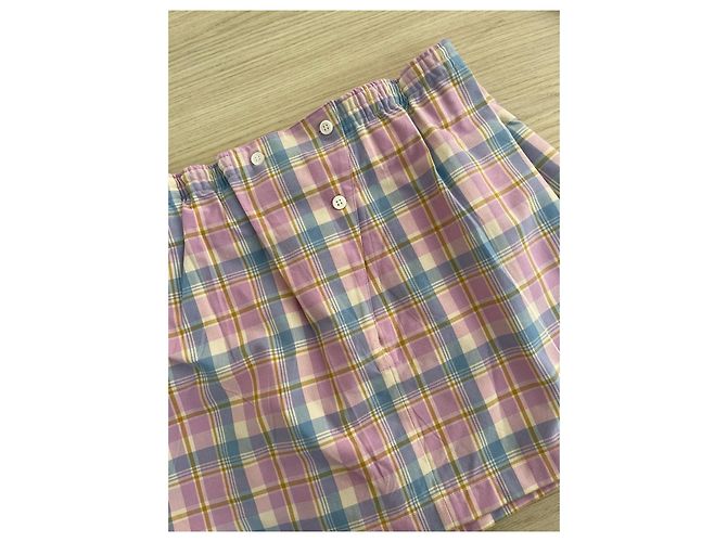 Gonna Prada a pieghe scozzese in cotone Multicolor - vista 4