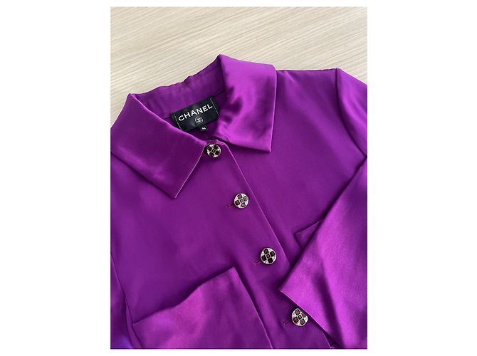 CHANEL 22A Camisa de seda roxa - vista 4