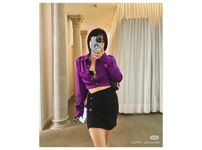 CHANEL 22A Camisa de seda roxa - vista 7