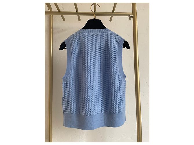 Chanel 24B Top camisola de malha canelada Navy Viscose - vista 2