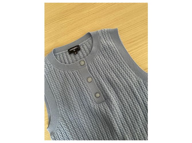 Chanel 24B Top camisola de malha canelada Navy Viscose - vista 4