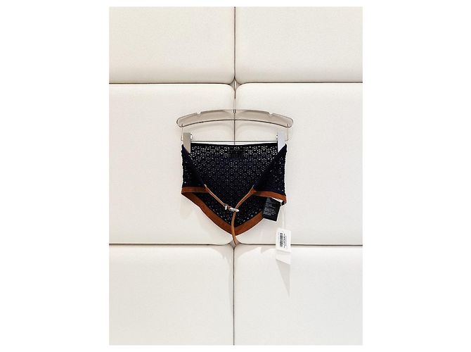 Top bandeau Miu Miu in cotone blu navy - vista 2