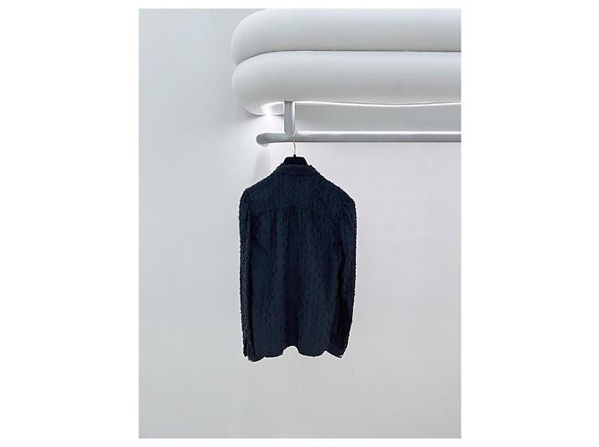 Louis Vuitton Camisa de Seda com Estampa Jacquard Navy - vista 2