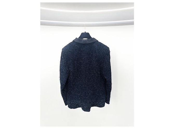 Giacca Chanel in tweed blu navy taglia 40 - vista 2