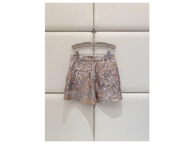 Pantaloncini Dior Khaki in Cotone con Ricami Floreali - vista 2