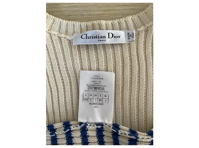 Dior Gestreifter Baumwoll Strickpullover mit kurzen Ärmeln - Ansicht 3